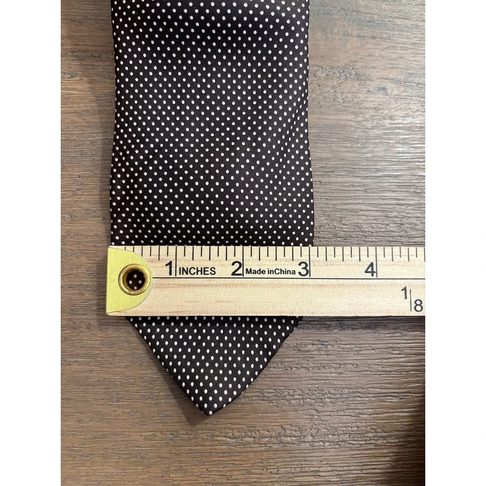 Valentino Necktie  Brown White Polka Dot Silk La Cravat Made in Italy